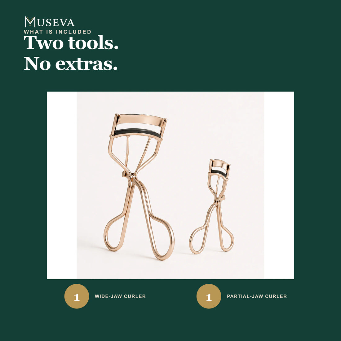 Included set with one wide-jaw curler and one partial-jaw curler.