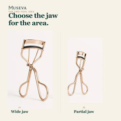 Side-by-side view of the full-width eyelash curler and smaller partial lash curler.