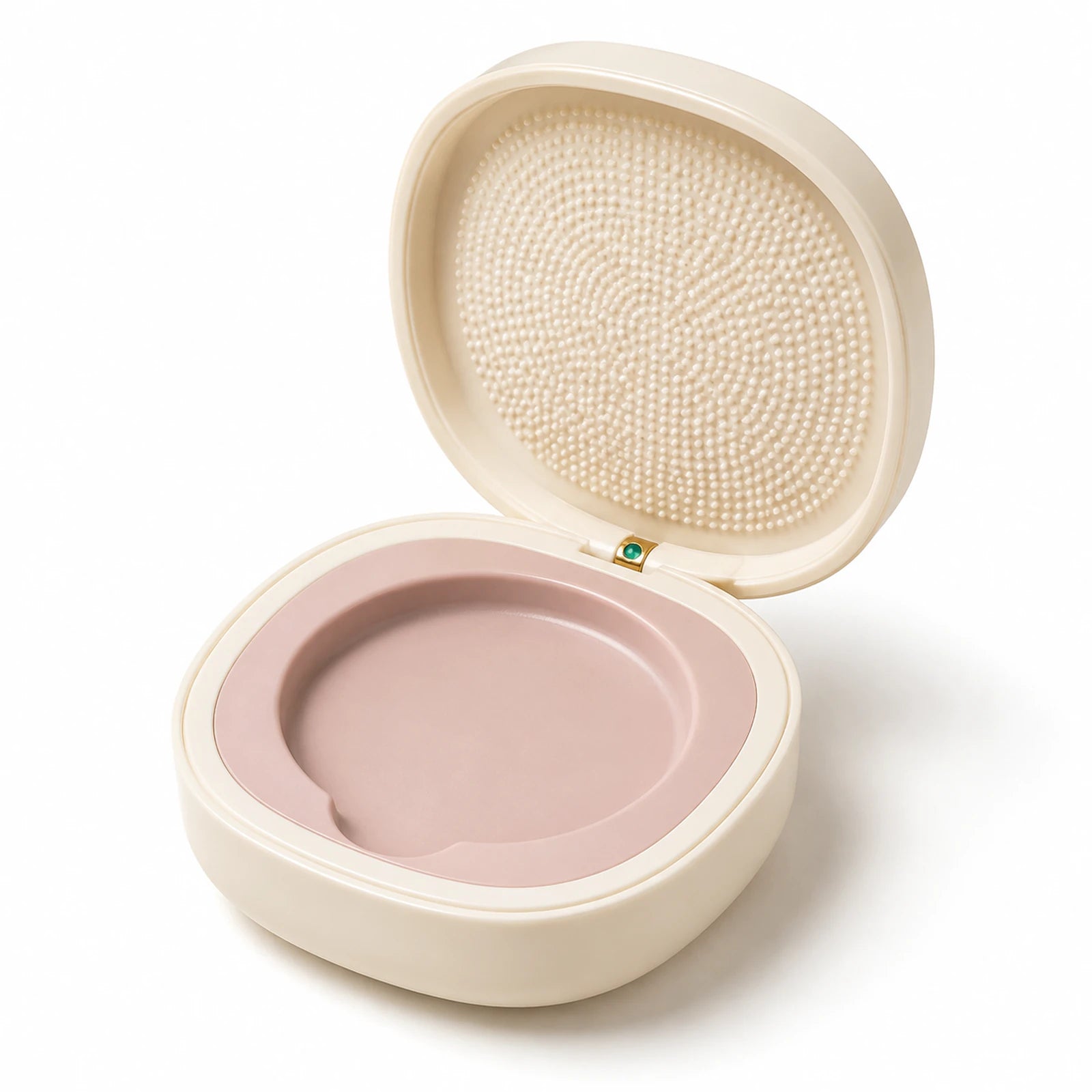 MUSEVA textured puff care box on warm ivory with the hook Texture Above, Basin Below.
