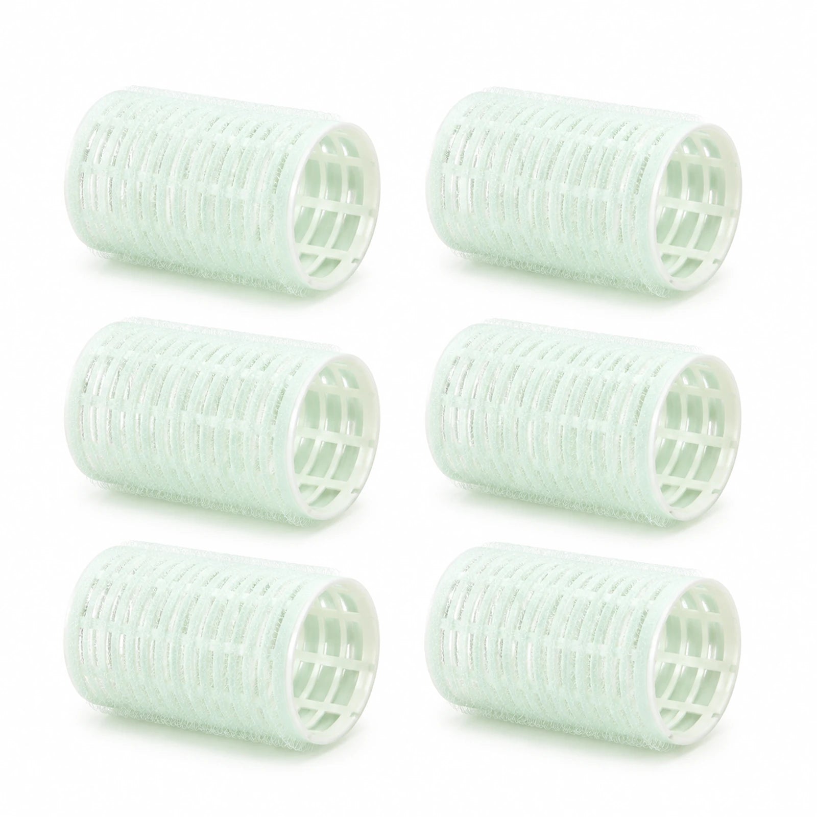MUSEVA self-grip roller visual with six pale mint cylindrical forms on warm ivory.