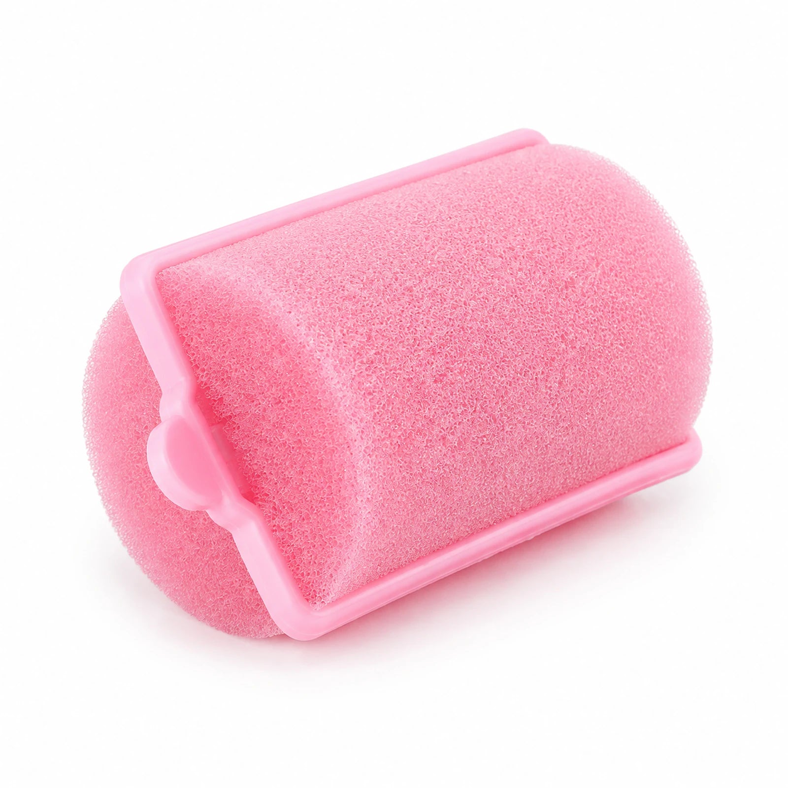 MUSEVA pink sponge-look roller form inside a visible closing frame on warm ivory.