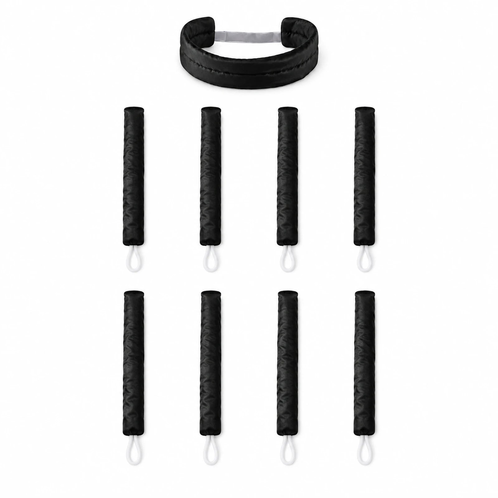 MUSEVA black headband and eight detachable heatless curling arms on a white background.