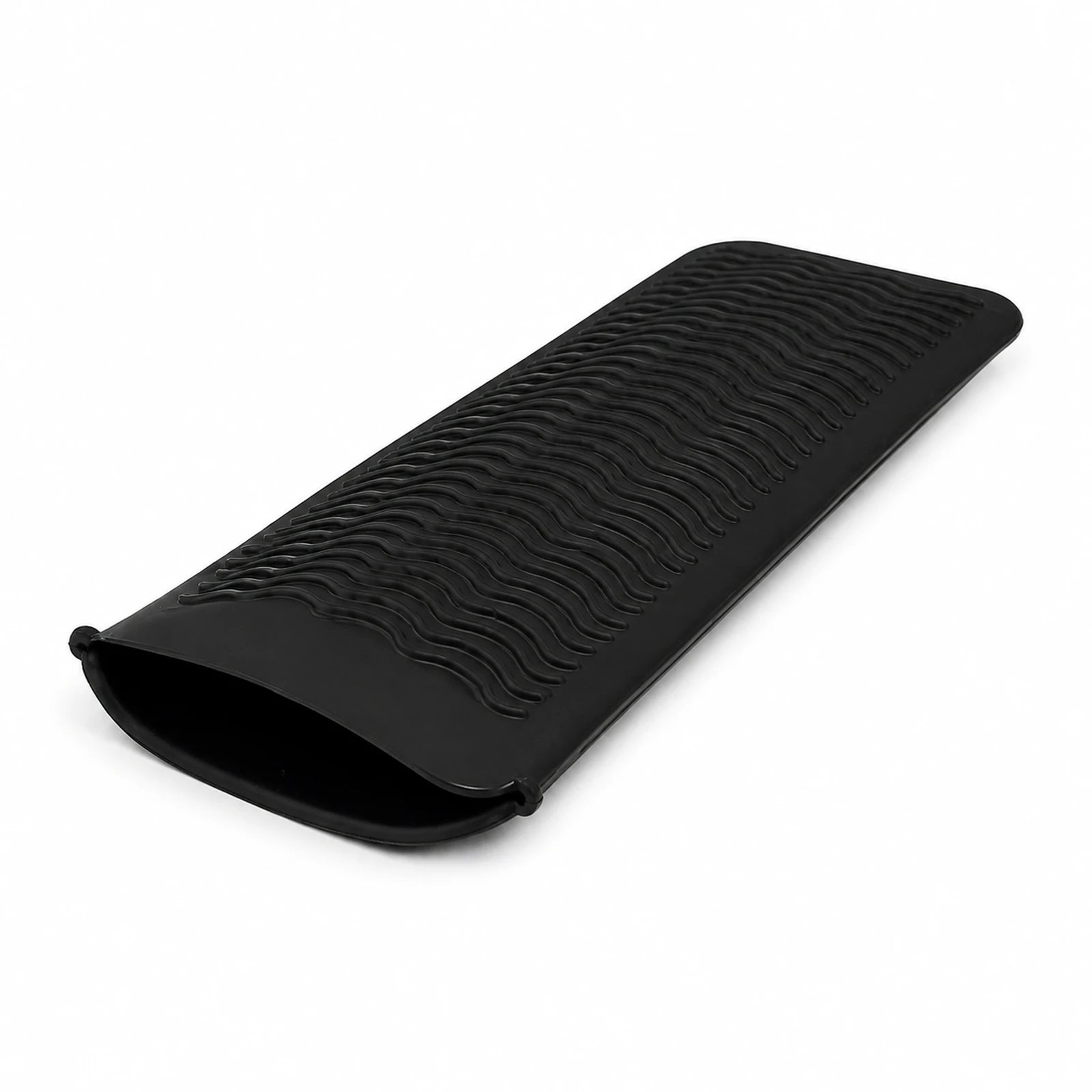 MUSEVA black textured styling tool sleeve form with open end on warm ivory.