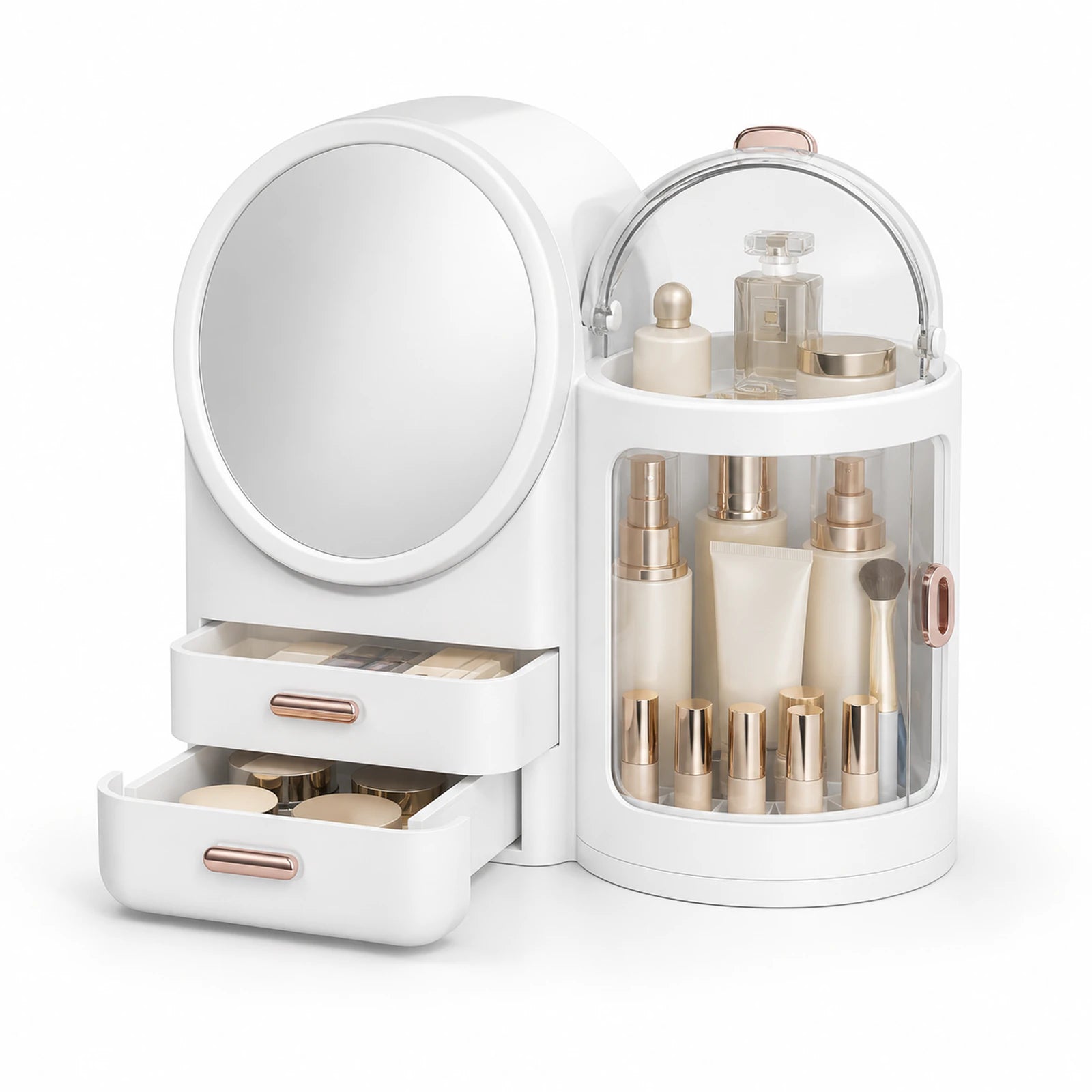 The Vanity Organizer on warm ivory with the headline Your Vanity, In One View.